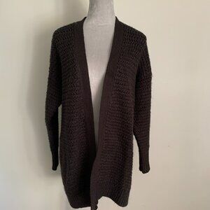 Women's Esqualo Black Cardigan Sweater Open Front Mid-Length Chunky Knit Medium